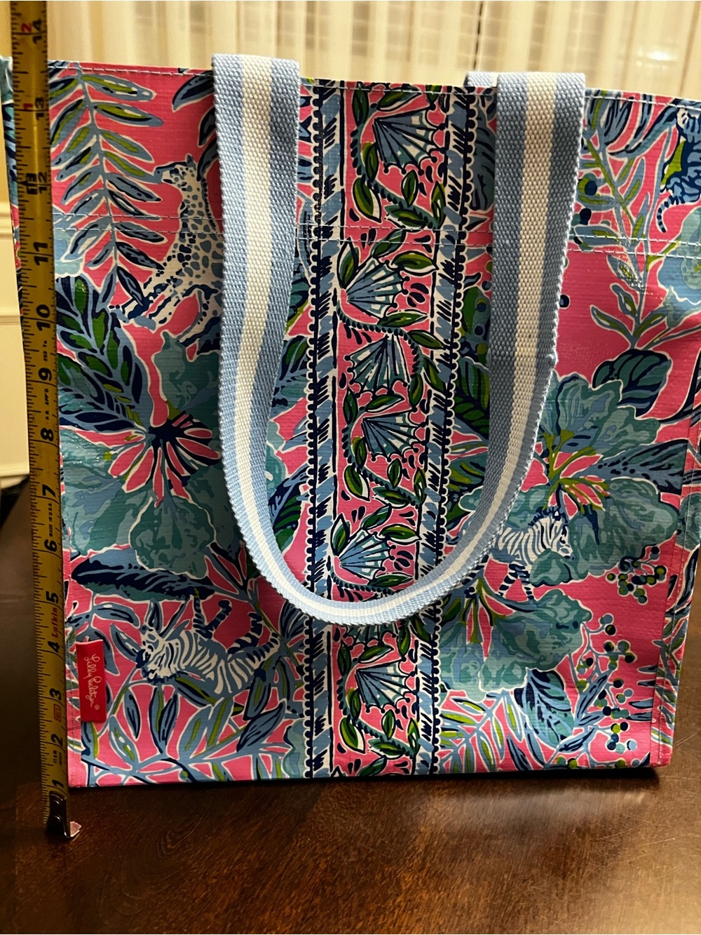 Lilly Pulitzer Pink and Blue Floral Zebra Print Tote
